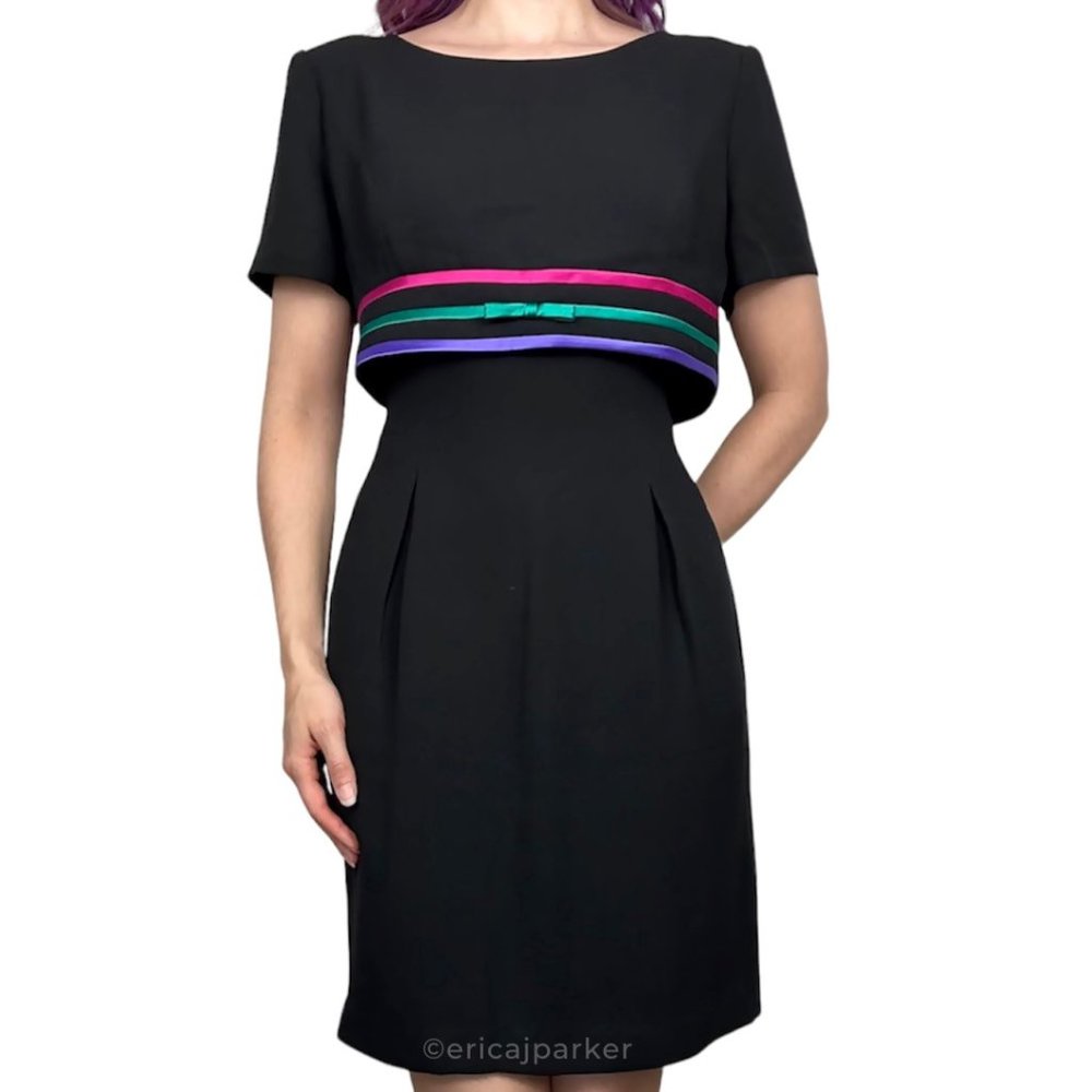 Vintage Donna Morgan Petites Black Popover Dress Size 10P